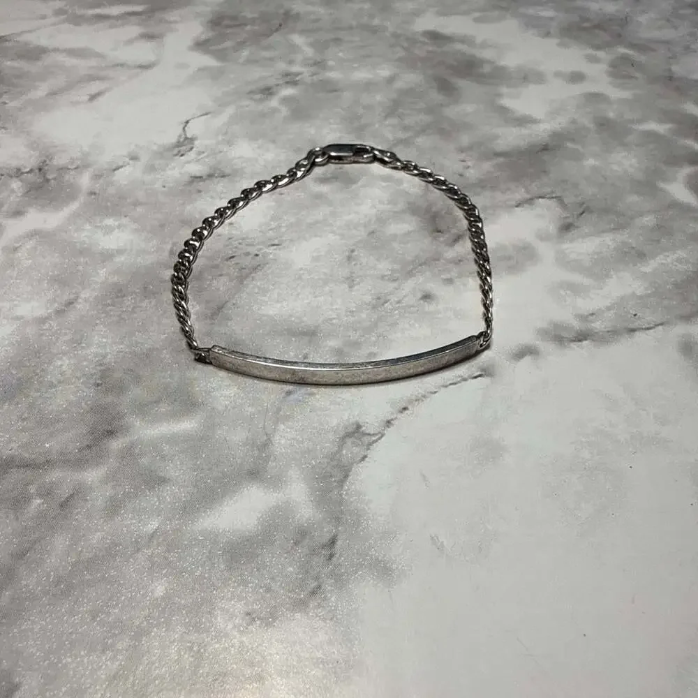 Vintage Sterling Silver Curb Link ID Bracelet